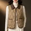 Chaleco Ligero de Algodón Estilo Nuevo 2026 para Mujer, Chaleco Corto sin Cuello Otoño e Invierno, Chaqueta Redonda Talla Grande