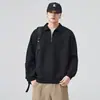 Roupas Masculinas Fengshe / Nova Camisa Polo Masculina de Meio Zíper para Primavera e Outono, Manga Longa, Gola Reversível, Blusa Grossa Masculina