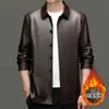 Jaqueta de Couro para Homens do Fabricante Haining, Jaqueta Quente de Outono e Inverno com Lã, Caimento Solto para Homens de Meia-Idade, Roupa Externa Casual para Pais, Roupa Masculina Grande