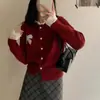 Cardigan de Punto Elegante Dulce Estilo Francés con Encaje Lentejuelas Lazo Suéter Suave Cera Nuevo para Mujer Otoño Invierno