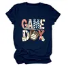 Amazon eBay site independente moda casual feminina dia de jogo luva de beisebol camiseta gola careca manga curta