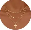 Collar de Círculos Irregulares Multicapa Transfronterizo Cobre Electrochapado Oro Real de 14K Gargantilla Apilada Joyería para Mujer