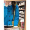 Cárdigan de Punto Suave y Esponjoso Estilo Coreano Retro Azul Klein para Mujer, Temporada Otoño/Invierno, Sensación de Alta Gama, Suéter Cárdigan Holgado y Elegante