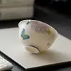 Taza de Cerámica con Forma de Flor Pintada a Mano con Color Bajo Esmalte para Mujeres, Taza Maestra de Uso Personal, Nuevo Estilo Chino Juego de Té Kung Fu, Taza de Té, Recipiente para Té