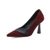 Sapatos Femininos de Salto Alto Fino, Bico Fino Apontado, Veludo Fosco, Novo Estilo, Tamanhos 40-43, Sapatos de Tamanho Grande, Desejo Sapatos Femininos de Comércio Exterior