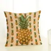 Funda de almohada Amazon con estampado de piña, algodón y lino impresos, cojín de almohada, mesita de noche, respaldo, directo de fábrica, personalizado