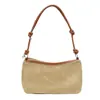 Bolso tote grande de patchwork texturizado, bolso de hombro, nuevo bolso de axila tejido de paja retro de moda 2025