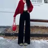 Calça de Trabalho Preta Estilo Americano Feminina Nova Primavera Tamanho Grande Meninas Cheinhas Solta Emagrecimento Cintura Alta Reta Casual Perna Larga
