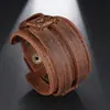 Pulsera de Cuero Retro Europea y Americana para Hombre Comercio Exterior Personalizada Punk Trenzada Multicapa Ajustable de Cuero