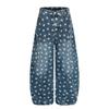 Jeans Bordados de Estrellas Retro Americanas con Estampado Completo para Mujer Otoño Nuevo Sueltos de Pierna Ancha Pantalones Scimitar