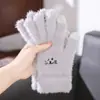 Luvas de Pelúcia para Mulheres, Luvas de Inverno com Tela Sensível ao Toque de Cinco Dedos, Espessadas para Aquecimento, Design Fofo de Desenho Animado, Adequadas para Estudantes, à Prova de Frio para Ciclismo
