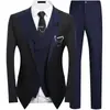 Traje para Boda, Negocios, Ropa Casual, Ropa Formal, Traje de Tres Piezas para Hombre Corte Slim, Traje Azul Oscuro