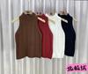 Suéter Chaleco de Cuello Alto Rojo con Trenzas para Mujer Otoño e Invierno Nuevo Ajustado Corto sin Mangas Suéter Top Interior
