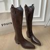 Botines Cortos Planos de Cuero Suave de Moda Versátiles para Mujer Primavera y Otoño 2025 Nuevo Estilo Botines Cortos Franceses de Punta Aguda Martin