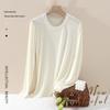 Yunduo shufulei super macio pele-friendly amoreira seda T-shirt das mulheres soltas simples básico em torno do pescoço slim slimming top