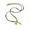Collar de Cristal de Ojo de Tigre Chapado en Oro Real con Forma de Pony, Cadena de Suéter Vintage para el Año de Nacimiento, Accesorio de Cadena para el Cuello de Lujo Ligero de Gama Alta
