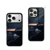 Comercio Exterior Venta Caliente Negro Atardecer en la Playa Vista al Mar Funda para Teléfono Apple 17pm iPhone 18promax Agujero Grande Funda de Vidrio