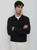 Suéter de punto informal estilo británico de dos piezas falsas para hombre, para otoño e invierno, con color contrastante y cuello camisero, de manga larga
