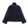Comercio Exterior Ropa de Mujer 2026 Otoño e Invierno Moda Europea y Americana Holgado Cuello Alto Manga Larga Un Botón Abrigo de Lana para Mujer F612107