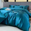 Verão Dormindo Nu Gelo Seda Quatro Peças Seda Cama Seda Suave Pele-friendly Quilt Cover Seda Lençol