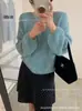 2026 Nuevo Suéter de Punto de Hilo de Colores Cuello Redondo Estilo Coreano Estilo Perezoso para Mujer, Suéter Suave Holgado, Top Versátil, Moderno
