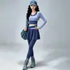 Nuevo Conjunto de Yoga para Mujer, Falso Dos Piezas, Manga Larga, Control de Abdomen, Adelgazante, Elástico, de Secado Rápido, para Correr por la Mañana, Entrenamiento de Gimnasio, Ropa Deportiva para Mujer