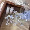 Accesorios de moño para decoración de uñas transparentes tallados suavemente, populares en Xiaohongshu, decoraciones de moño de cinta impresas esmeriladas para uñas