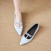 Zapatos Bajos con Lazo para Aumentar la Altura Estilo Nuevo Primavera y Otoño 2025 con Pedrería Puntiagudos de Punta Poco Profundos Mary Jane para Mujer
