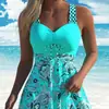 2026 Nuevo Conjunto de Tankini con Estampado Estilo Europeo y Americano, Cordón y Pantalones Cortos tipo Boxer, Bikini de Dos Piezas Talla Plus para Mujer