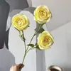 3 Rosas Artificiales de Montaña Nevada de Bulgaria para Decoración del Hogar, Arreglos Florales y Decoraciones de Mesa de Comedor, Muy Realistas