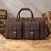 Malunte Couro Crazy Horse Retrô Bolsa de Viagem Masculina Compartimento Independente para Sapatos Bolsa de Mão Grande Capacidade Bolsa de Bagagem Couro Genuíno Personalizada