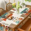 Nuevo Set Combinado de Manteles Individuales y Caminos de Mesa de Otoño para Acción de Gracias, Mantel Individual de Lino Resistente a Manchas con Estampado de Calabaza, Tela Decorativa para Restaurante