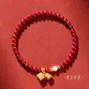 Pulsera de cinnabrio natural de orquídea para mujer, auténticas cuentas de la suerte de alto contenido por año de nacimiento, arena dorada púrpura, fábrica de arena del emperador
