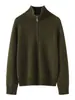 Top de lujo de alta gama con cuello alto de cremallera de hilo floral de terciopelo engrosado, tejido de punto con tacto de terciopelo delicado, ropa de mujer versátil y elegante para otoño e invierno