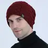 Chapéu de tricô masculino outono e inverno novo transfronteiriço com forro de fleece etiqueta de tecido chapéu quente de lã personalizado para ciclismo ao ar livre