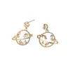 Pendientes de Cielo Estrellado y Planetas Transfronterizos para Mujer, Pendientes Asimétricos Estilo AB con Diamantes, Diseño de Estrella y Luna, Pendientes Versátiles y Elegantes