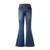 2026 pantalones acampanados de cintura media-alta estilo retro americano transfronterizos, corte ajustado, pantalones vaqueros elásticos de otoño e invierno para mujer en azul, de nueve décimas partes