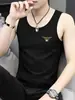 Atacado Transfronteiriço Regatas Estampadas Masculinas, Camisetas Base para Roupa Íntima, Camisetas Sem Manga de Seda Gelada de Qualidade para Fitness, Moda Masculina Tendência