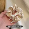 Elástico de Cabelo Plissado Grande Intestino em Cetim de Seda Francês para Mulheres, Corda de Cabelo Faixa de Cabeça com Toque de Luxo para Prender o Cabelo, Elástico para Rabo de Cavalo Alto