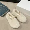 Zapatos Mary Jane de otoño e invierno, punta poco profunda, forrados de pelo, estilo coreano, diseño nuevo, adecuados para usar al aire libre, cálidos, 2026, con suelas planas y forro de felpa