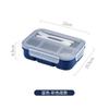 Fiambrera japonesa sencilla de cuatro compartimentos para estudiantes, calentable en microondas, transparente, con tenedor y cuchara, para conservar la frescura, ideal para frutas.