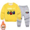 Traje de otoño e invierno para niños y niñas 2022, nueva ropa para niños, estilo occidental, suéter con forro polar para niños, pantalones, traje de dos piezas