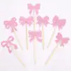 Pastel de Cumpleaños Amazon Rosa Enchufe Papel Brillante Lazo Tarjeta Niña Lazo Tema Fiesta Bandera