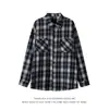 Camisa a cuadros estilo americano para mujer de primavera y otoño, nueva camisa de moda holgada retro a la moda estilo Hong Kong con un diseño único