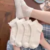 Meias de Primavera e Verão para Mulheres, Meias Curtas Finas com Laço de Seda Vazado, Meias Brancas Respiráveis Estilo Japonês, Meias de Estudante