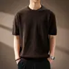 Camiseta de punto de manga corta con textura de burbujas 3D para hombre, nueva colección de verano 2026, corte holgado, cuello redondo, manga corta