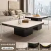 Mesa de Centro Pequeña de Lujo Ligero de Losa de Roca Cuadrada Estilo Italiano Minimalista Ecológico para Apartamento Pequeño Sala de Estar Eo