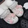 Zuecos de Flor de Peonía Perlada Accesorios Hebilla de Zapato de Gama Alta Adecuado para Hebilla de Zapato de Flor Rosa Cereza Accesorios para Zapatos DIY