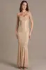 Vestido de Celebridad Transfronterizo Estilo Europeo y Americano 2026 con Lentejuelas y Tirantes de Perlas, Vestido Largo de Sirena para Fiestas Nocturnas, Ajustado al Cuerpo, sin Espalda