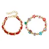Pulseira Transfronteiriça Europeia e Americana Nova Pulseira Fofa Desenho Animado Papai Noel Floco de Neve Boneco de Neve Argila Macia Pulseira Trançada de Fita para Mulheres